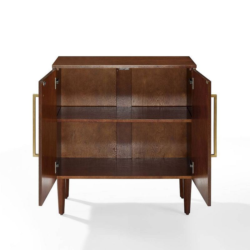 Everett Console Cabinet Mahogany - Crosley: Mid-Century Modern, Adjustable Shelf, 31"W X 14"D X 32.25"H