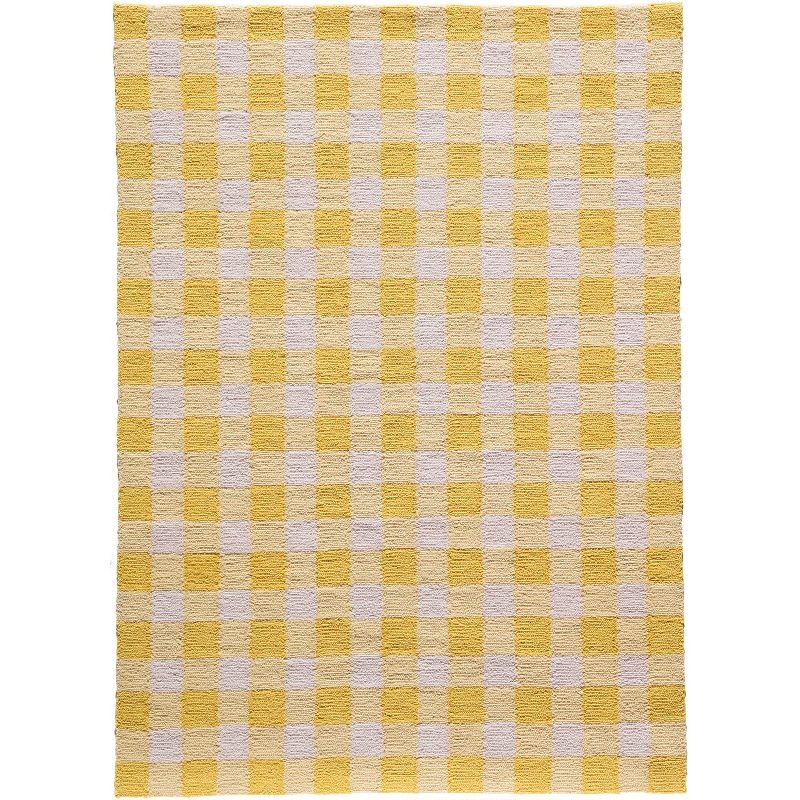 Gingham Rug - Yellow - (2'x3') - Momeni: Handmade Tufted Accent, Low Pile, Indoor Use, Classic Gingham Check Pattern