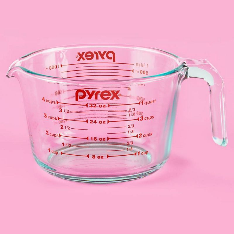 Pyrex Measuring Cup Set 3 piece: Glass Liquid Measuring Cups, Microwave & Dishwasher Safe, 1, 2, & 4-Cup Sizes