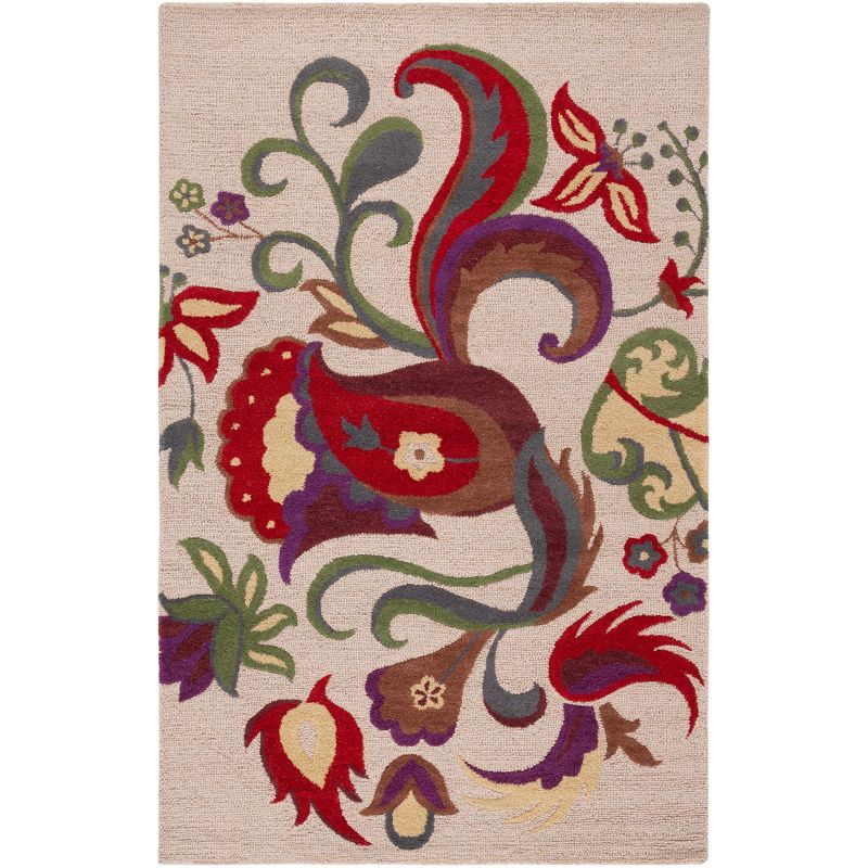 Blossom BLM680 Hand Hooked Area Rug - Beige/Multi - 5'x8' - Safavieh.