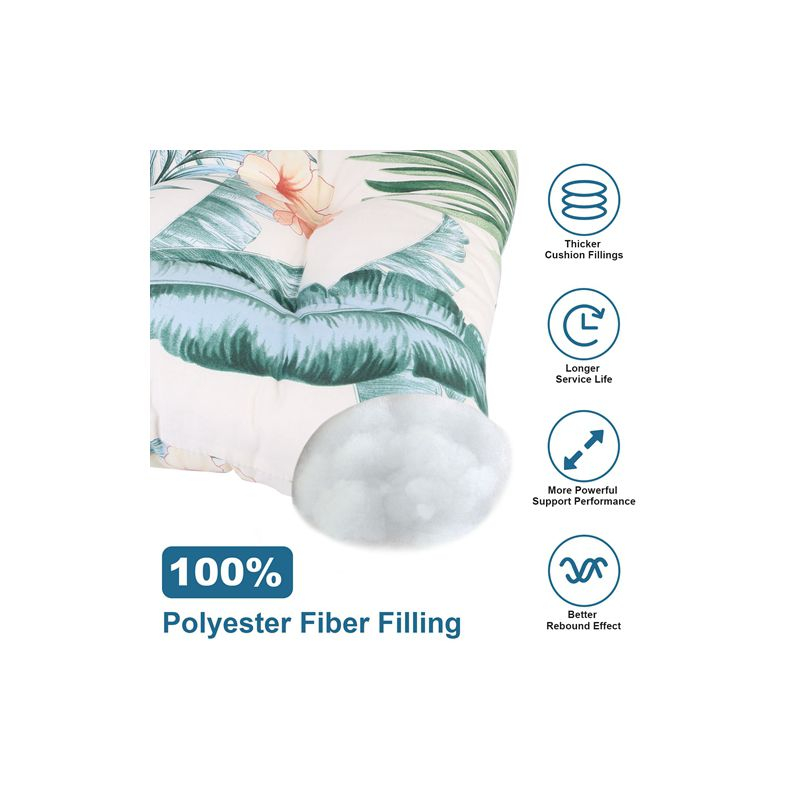 NewHome"2Pcs Rocking Chair Cushion Set with Non-Slip Ties, Polyester Fiber Filling for Comfort & Support"Beige