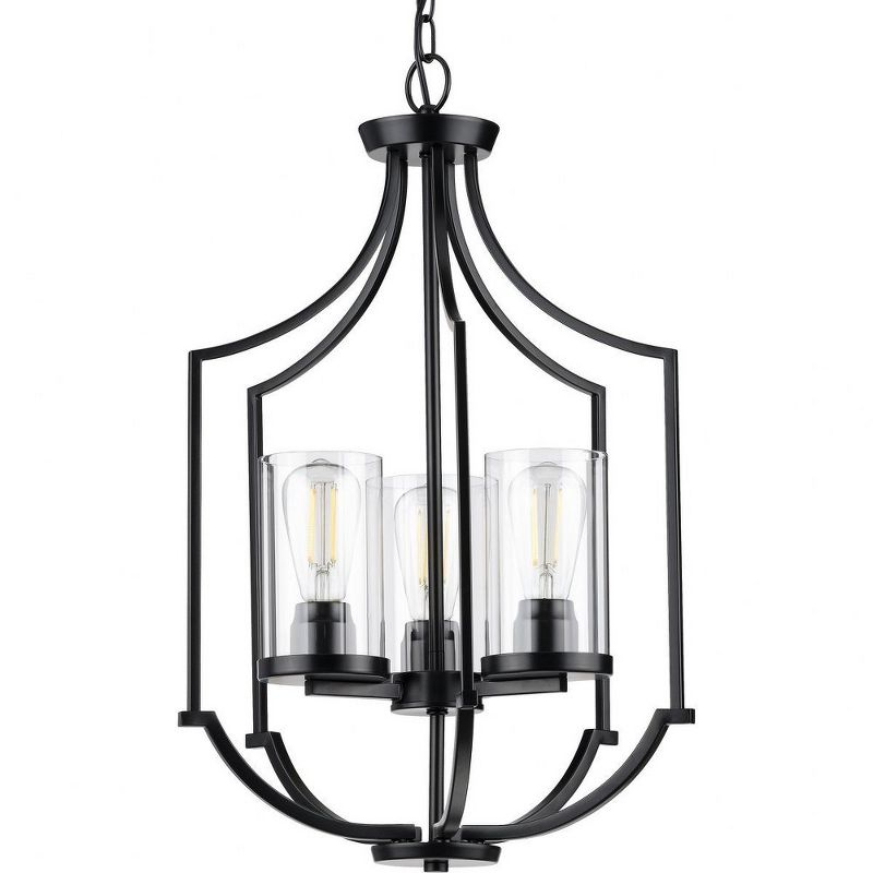 Progress Lighting, Lassiter Collection, 3-Light Foyer, Brushed Nickel, Clear Glass Shades