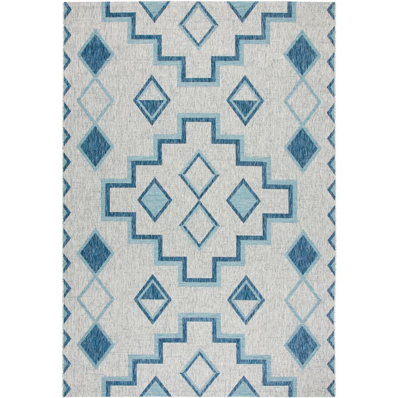 Courtyard CY8533 Power Loomed Indoor/Outdoor Area Rug - Grey/Aqua - 8'x11' - Safavieh.