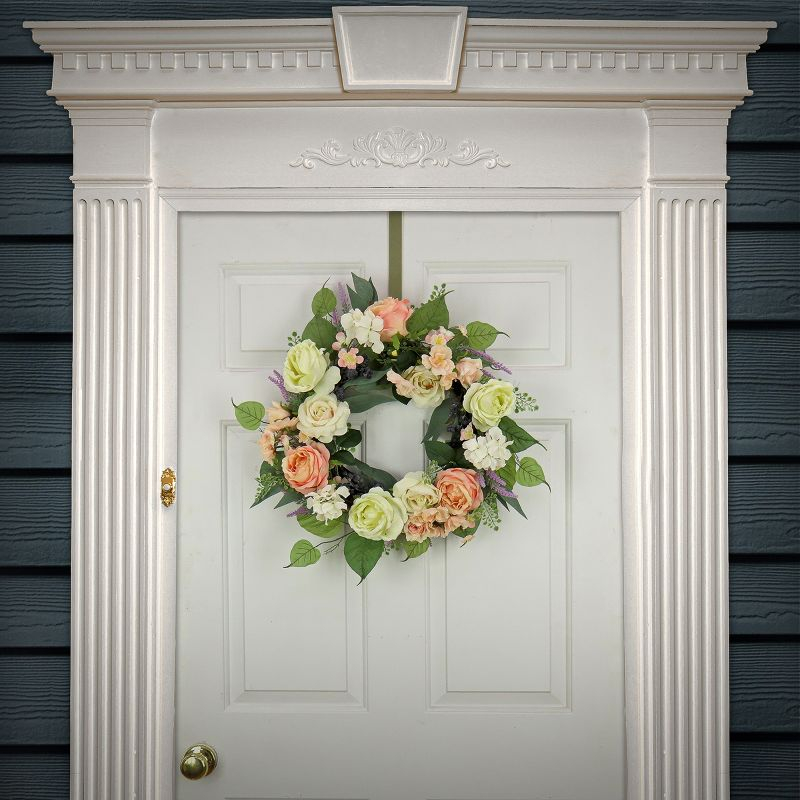 24" Artificial Rose and Peony Woven Branch Base Wreath - National Tree Company