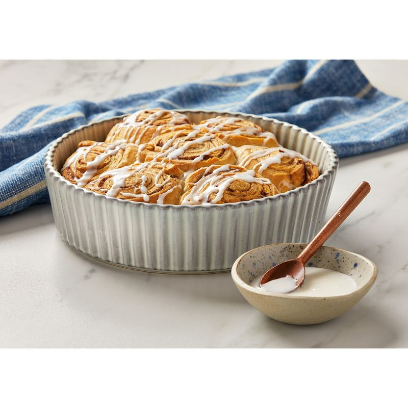 tagltd Stinson Grey Stoneware Round Fluted Baker, Dishwasher Safe, 9.7", 48 oz.