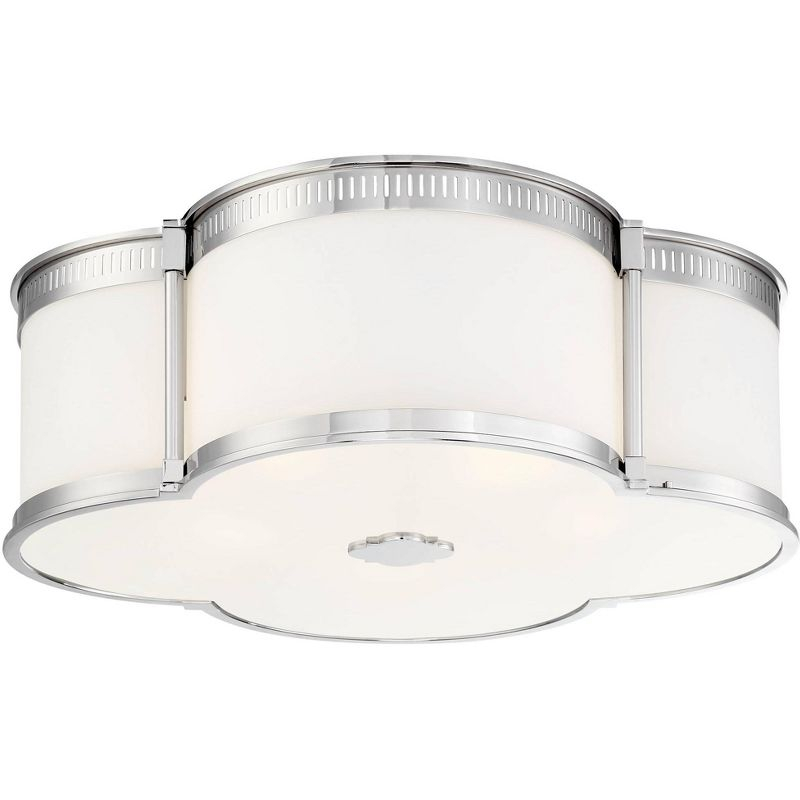 Minka Lavery Modern Ceiling Light Flush Mount Fixture 22" Polished Nickel Dimmable LED Etched White Glass for Bedroom Kitchen Home