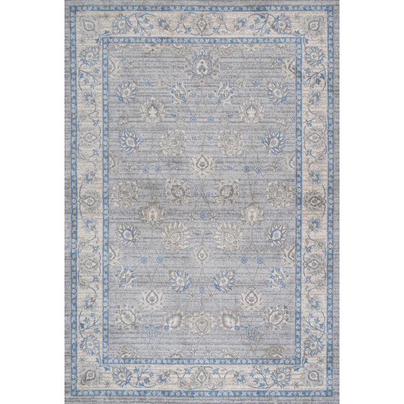 4' X 6' Modern Persian Vintage Moroccan Traditional Area Rug, Gray/Blue - JONATHAN Y