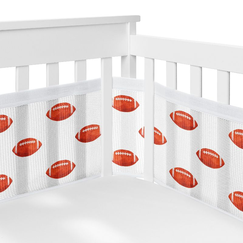 Sweet Jojo Designs + BreathableBaby Boy Breathable Mesh Crib Liner Pad Football Brown and White