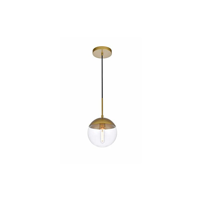 Elegant Lighting Eclipse 1 Light Brass Pendant With Clear Glass