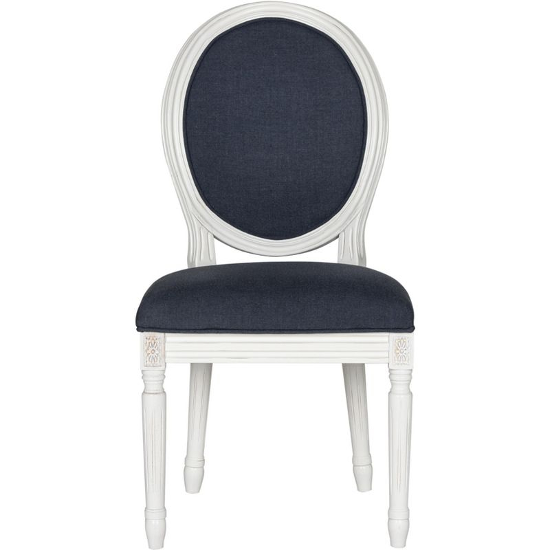 Holloway 19''H French Brasserie Oval Side Chair (Set of 2) - Navy/Cream - Safavieh