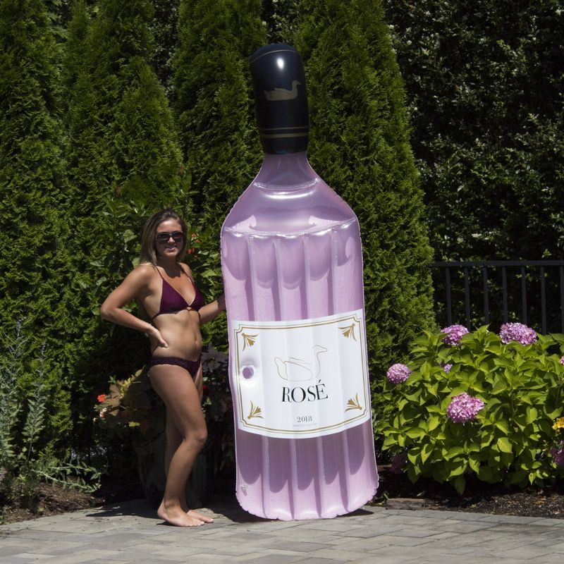 Swim Central 94" Pink Rose Bottle Inflatable Swimming Pool Lounge Float