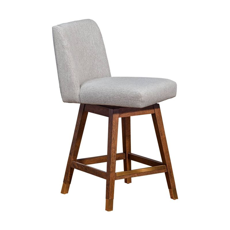 Armen Living Basila Wood Finish with Fabric Swivel Counter Height Barstool Brown Oak/Taupe