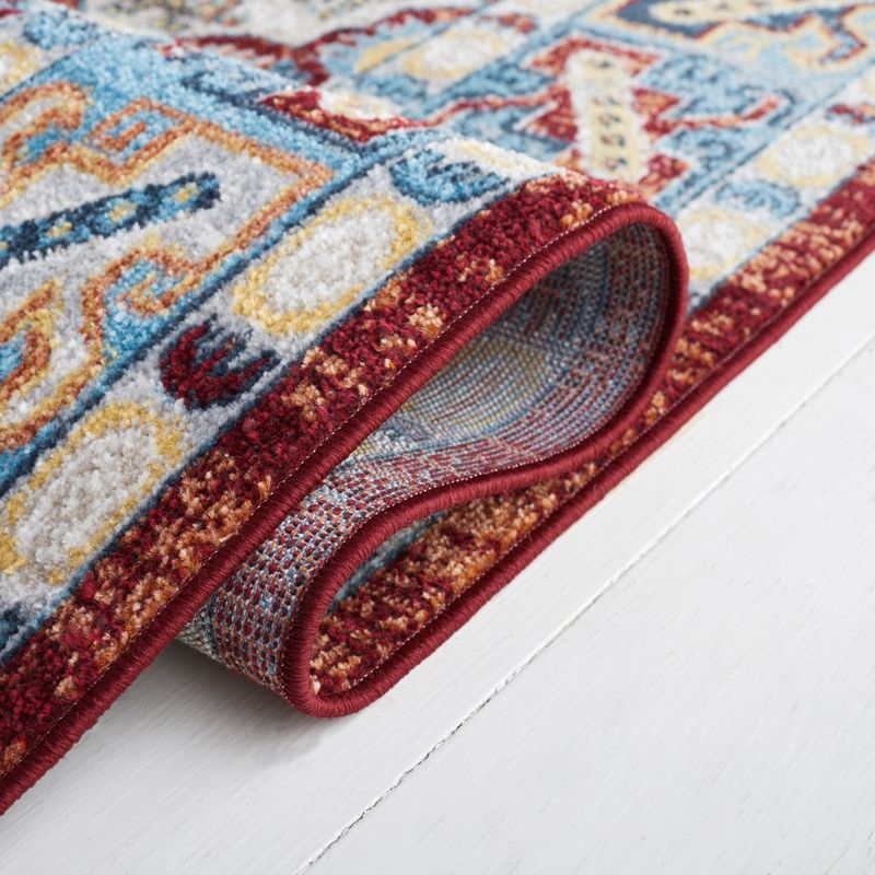 Bayside BAY102 Power Loomed Area Rug - Blue/Red - 6'7"x6'7" - Safavieh.