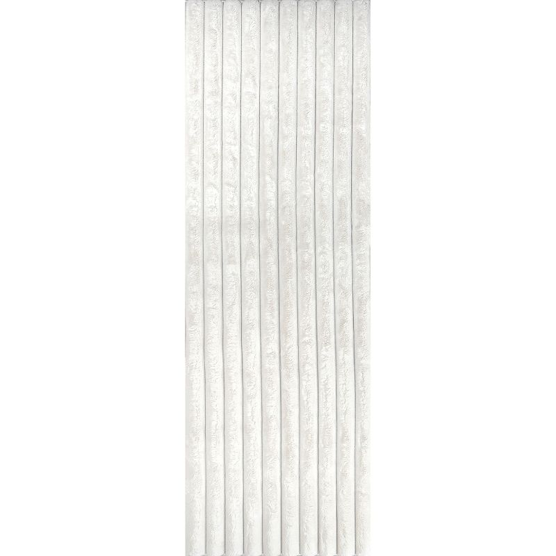 nuLOOM 2' x 6' Cozy Plush SuperiorWash Area Rug, Machine Washable, Non-Slip, Soft Fluffy Shag Carpet for Living Room Bedroom Nursery, Kai Off-white