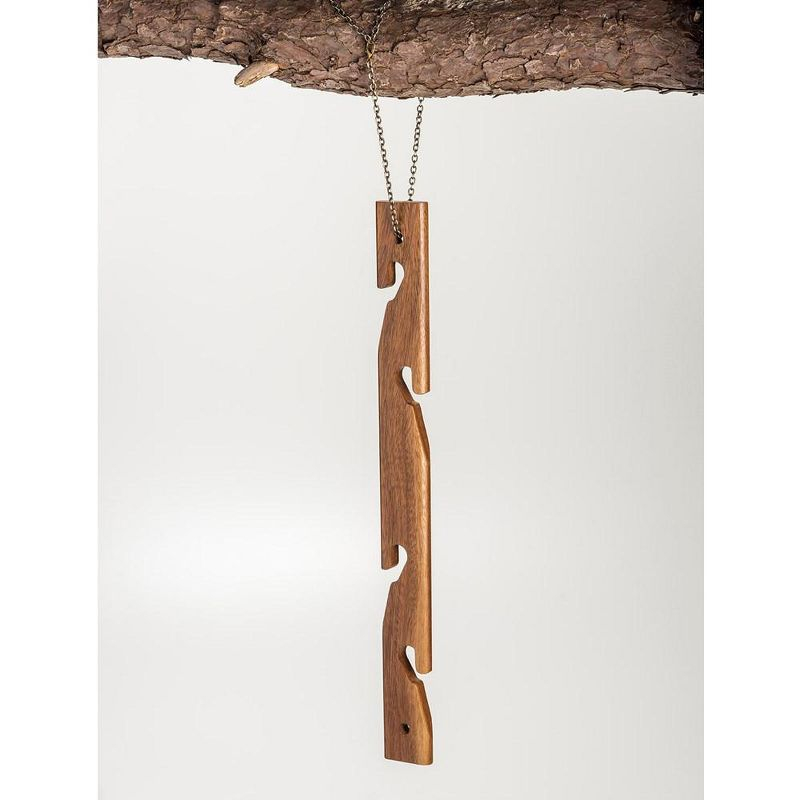 Kalmar Home Solid Acacia wood 4 Pot Hanging Plant Holder with chain