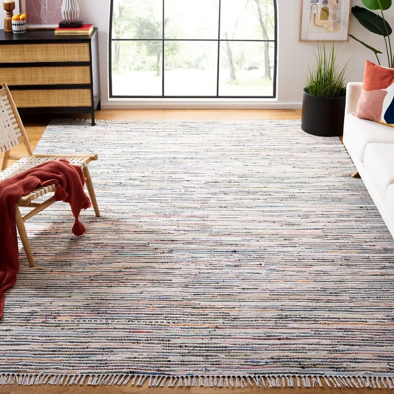 Rag Rug RAR125 Hand Woven Indoor Area Rug - Ivory/Multi - 8'x10' - Safavieh.