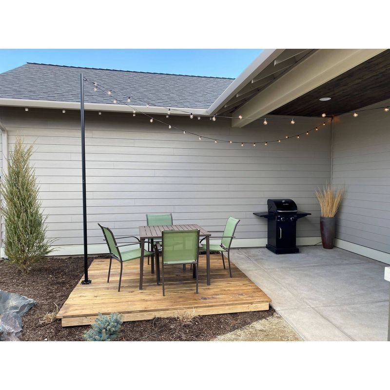 Allsop 9.5ft Heavy-Duty String Light Pole Stand with Freestanding Tank Base for Grass, Patio, Deck, Events