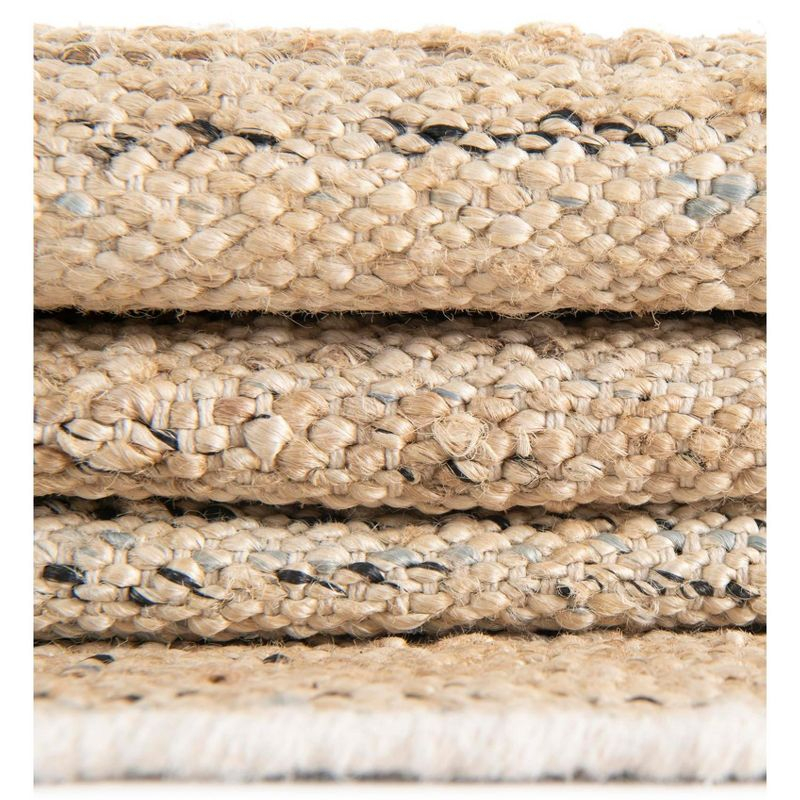 Unique Loom Palm Beach Jute Collection Area Rug - Worth Avenue (5' 1" x 8' Rectangle Palomino Ivory/Black)