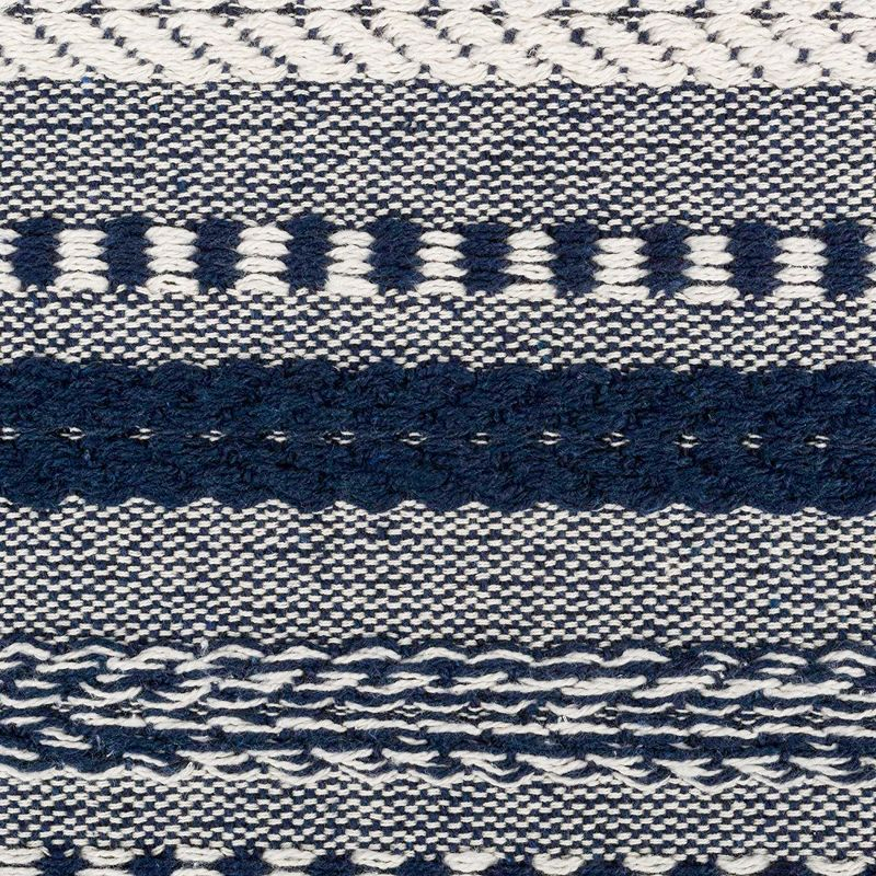 Design Imports  Braided Stripe Jacquard Fringe Table Runner, 15X108", Navy Blue