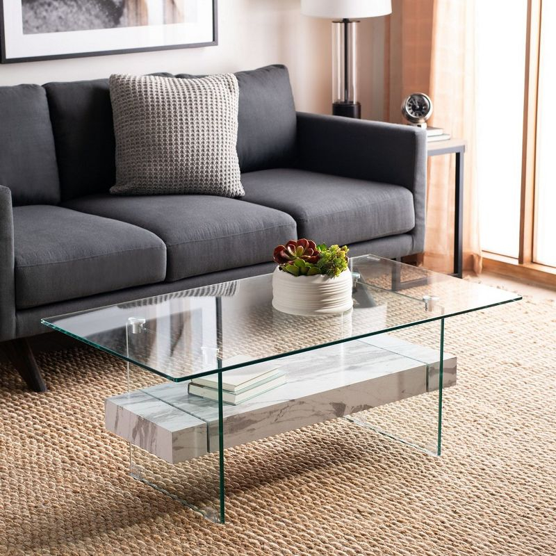 Kayley Coffee Table - Glass/White - Safavieh