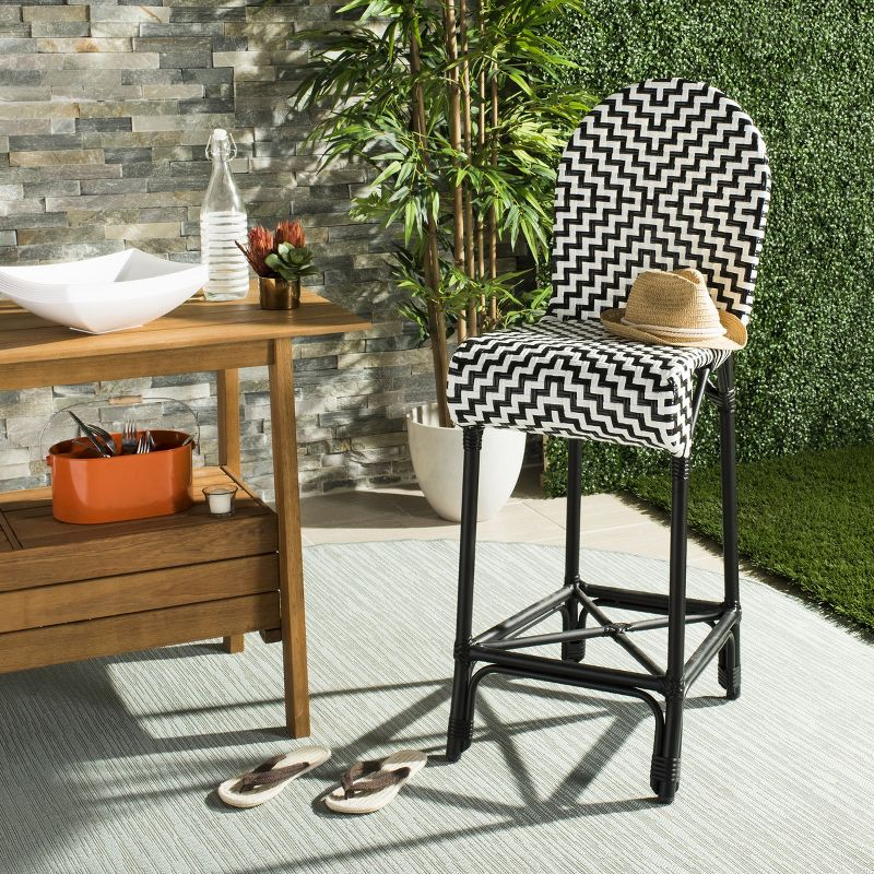 Tilden Barstool - Indoor/Outdoor - PAT4021 - Black/White - Safavieh