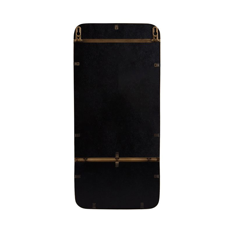 Kate & Laurel All Things Decor 11"x24" Estero Wall Rectangle Mirror with Shelf Gold: Mid-Century Modern, Wall-Mounted Storage