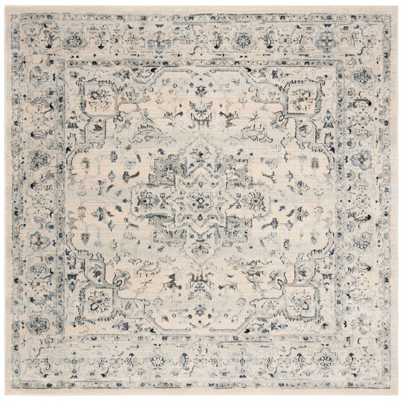 Charleston CHL411 Loomed Indoor Area Rug - Ivory/Light Blue - 6'7"x6'7" - Safavieh