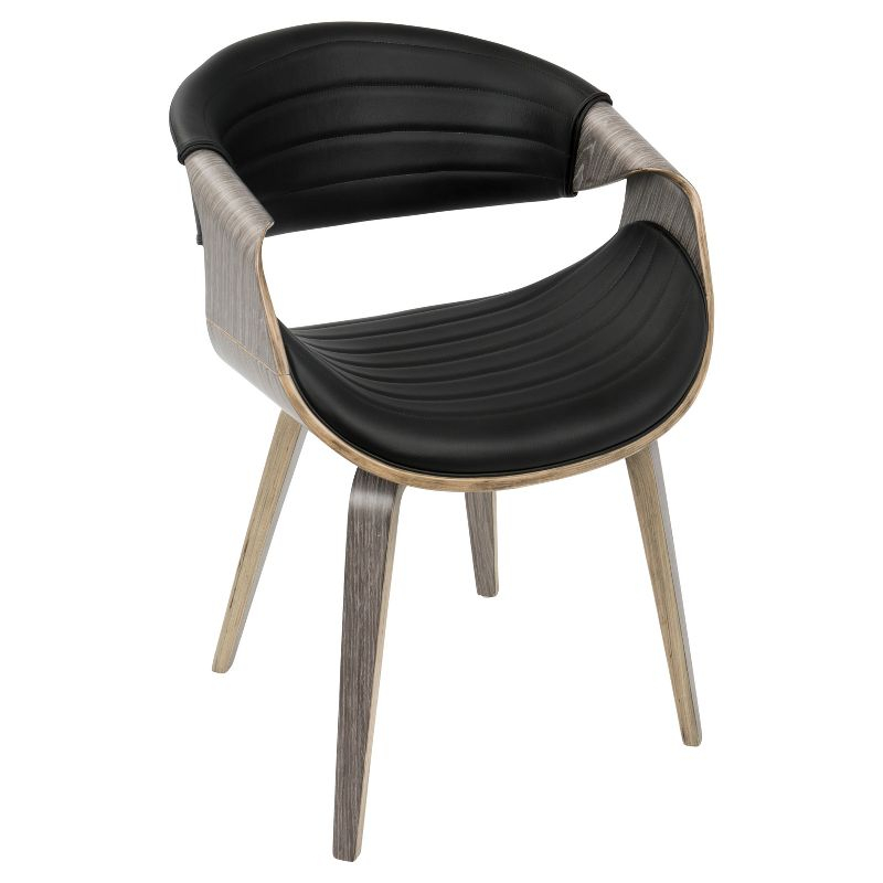 LumiSource Symphony Mid Century Modern Dining/Accent Chair Light Gray: Upholstered, Wood Legs, 250lb Capacity