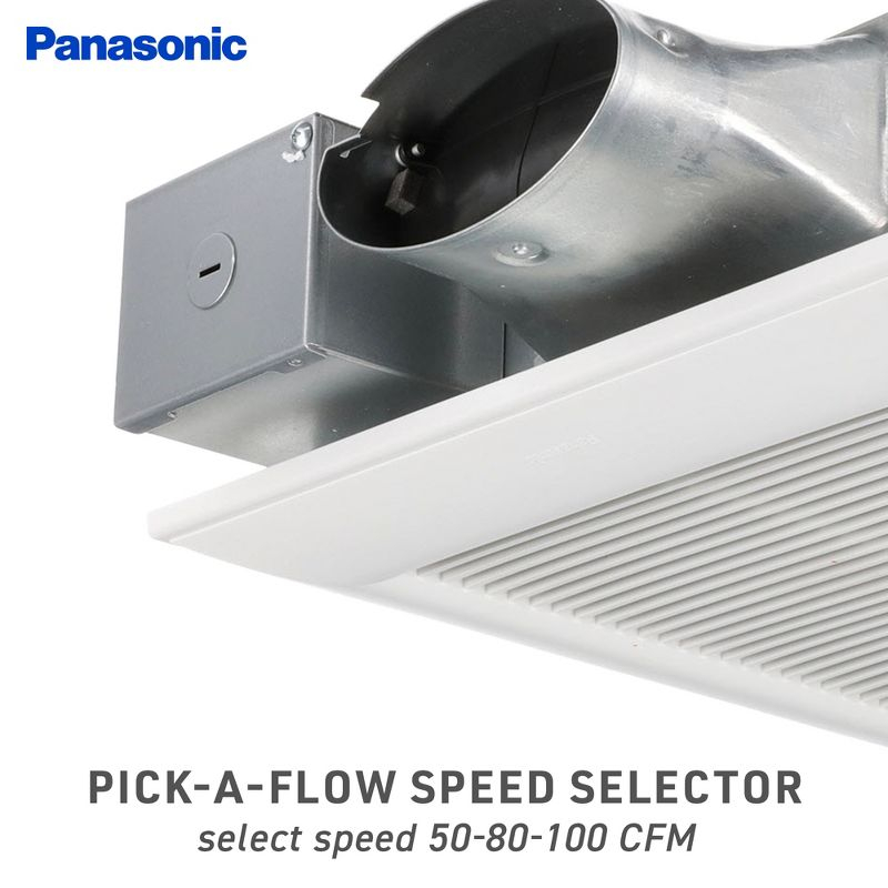 Panasonic WhisperValue Ceiling/Wall Mount Bathroom Exhaust Fan, 50-80-100 CFM, FV-0510VS1
