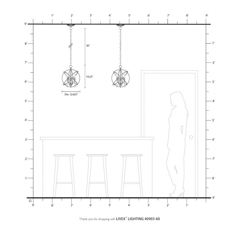 Livex Lighting Aria 3 - Light Chandelier in  Antique White