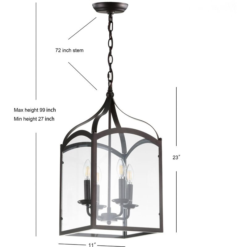 JONATHAN Y Ruth 11" 4-light Traditional Classic Lantern Metal/Glass LED Pendant, Oil Rubbed Bronze