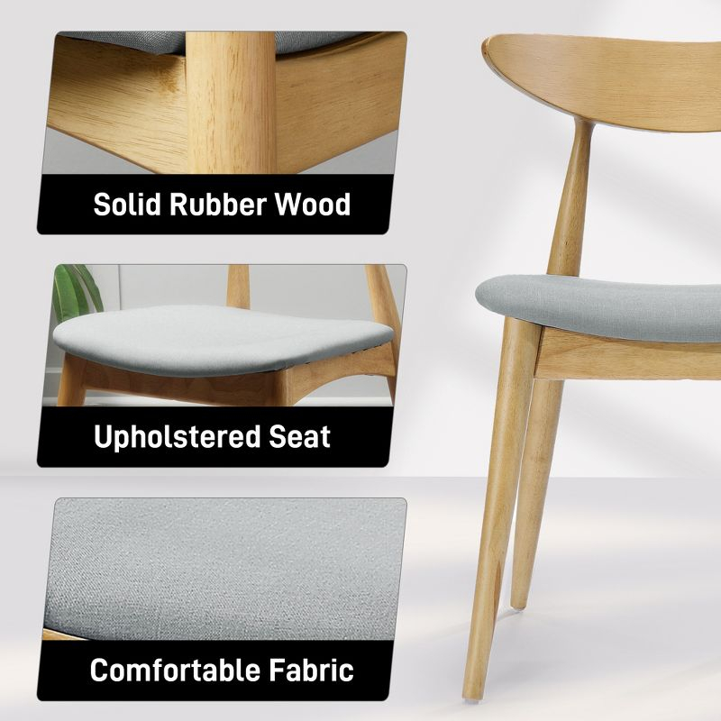 Christopher Knight Home Barron Mid Century Modern Rubberwood Fabric Upholstered Dining Chairs (Set of 2), Beige/Natural Oak