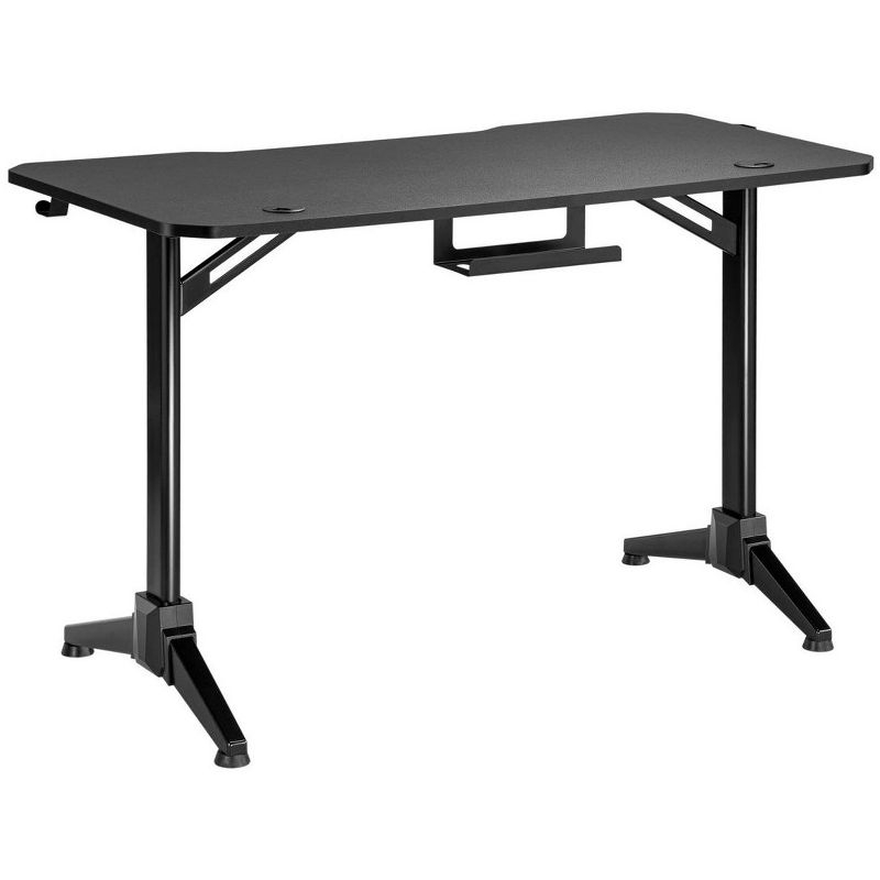 Monoprice Home Office Steel Frame Computer Desk with Solid-Core 4-foot Desktop and Accessory Attachments, Black - Workstream Collection