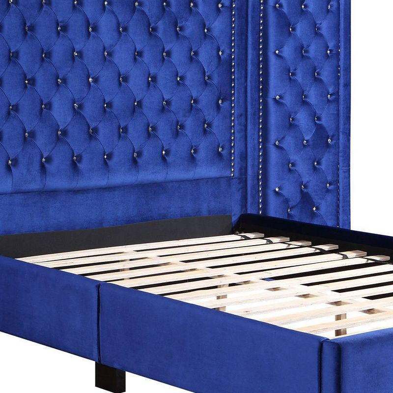 Damazy 86" King Bed Blue Velvet - Acme Furniture