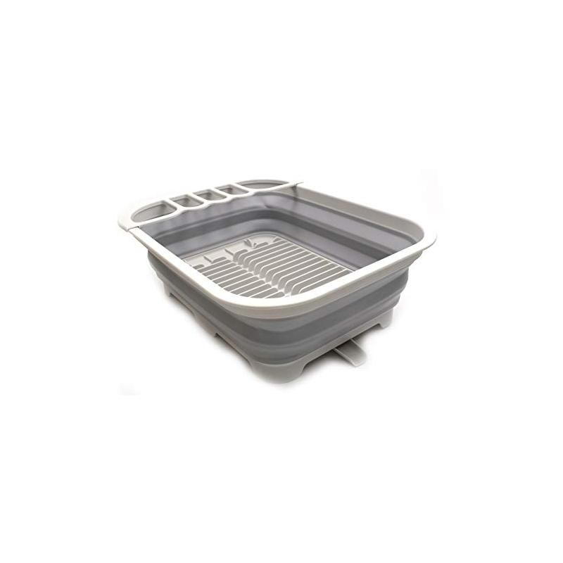 SAMMART 12L (3.17 Gallon) Collapsible Dish Drainer with Swivel spout, Grey