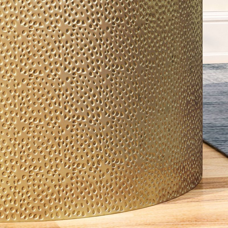 Braeburn Modern Round Coffee Table Gold - Christopher Knight Home: Hammered Iron, No Assembly Required