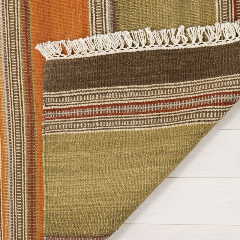 Striped Kilim STK317 Hand Woven Accent Rug - Green - 3'x5' - Safavieh.