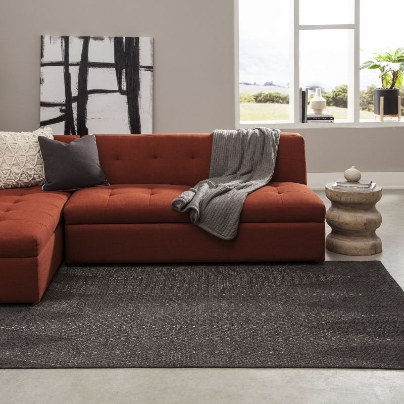 3'11"x5'7" Zig Zag Loomed Accent Rug Charcoal - Momeni: Contemporary Indoor/Outdoor Low Pile Area Rug