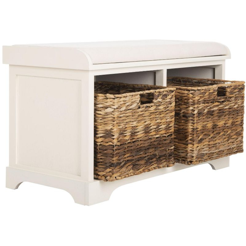 Freddy Wicker Storage Bench - AMH5736 - Vintage White - Safavieh