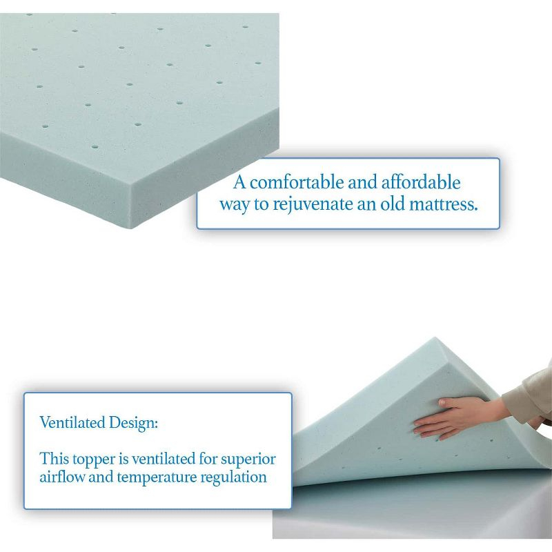 Nestl 4 Inch Memory Foam Mattress Topper, Full Size Gel Infused Mattress Topper
