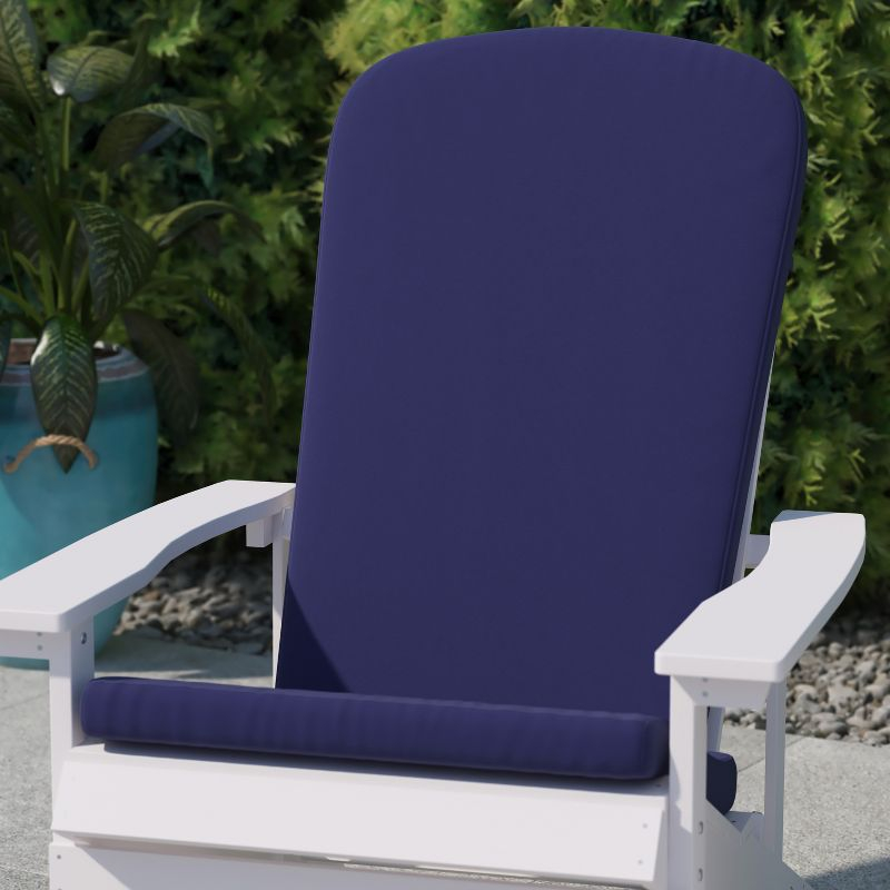 Flash Furniture Charlestown Set of 2 All Weather Indoor/Outdoor High Back Adirondack Chair Cushions, Patio Furniture Replacement Cushions - Blue