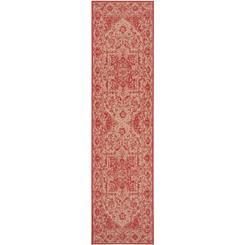 Beach House BHS139 POWER LOOMED Indoor/Outdoor Runner Rug - Red/Creme - 2'2"x6' - Safavieh