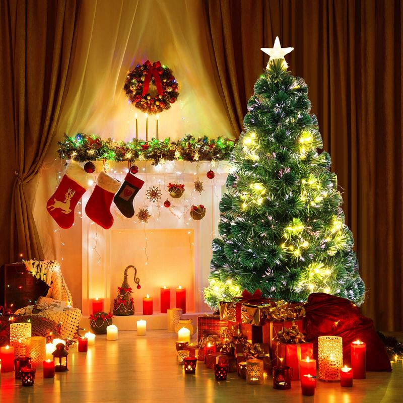 Costway 4 FT Artificial Xmas Tree with 130 Branch Tips 197 Warm White LED Lights