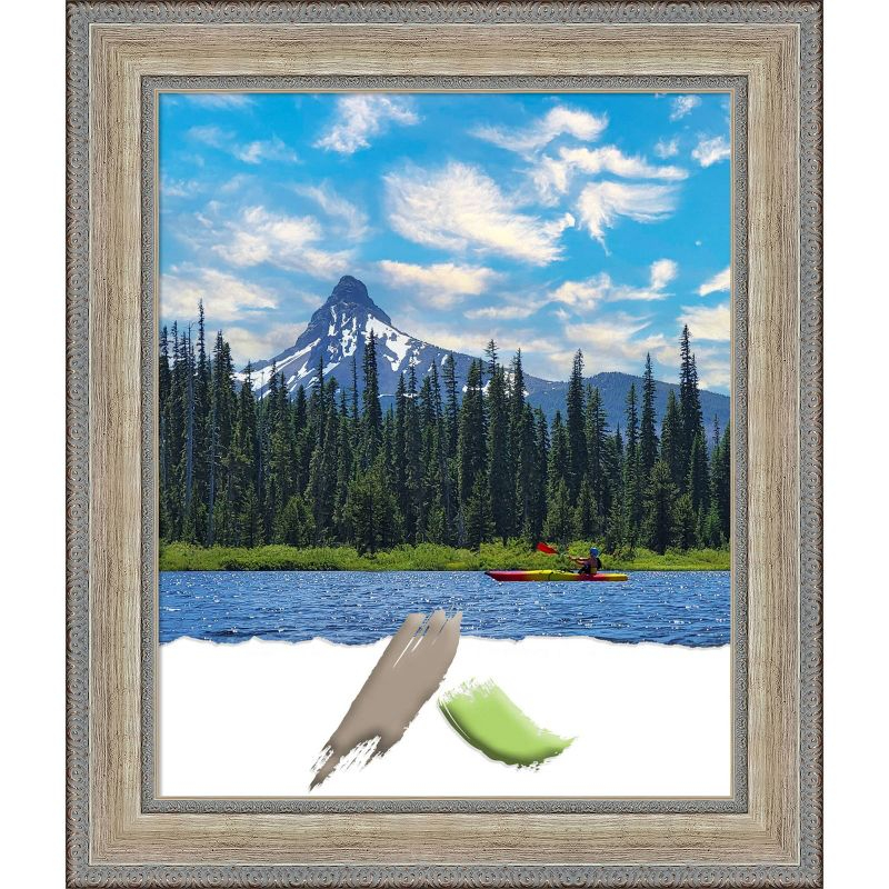 18"x22" Opening Size Wood Picture Frame Art Fleur Silver - Amanti Art: Modern Style, Acrylic Glazing, Wall Mount