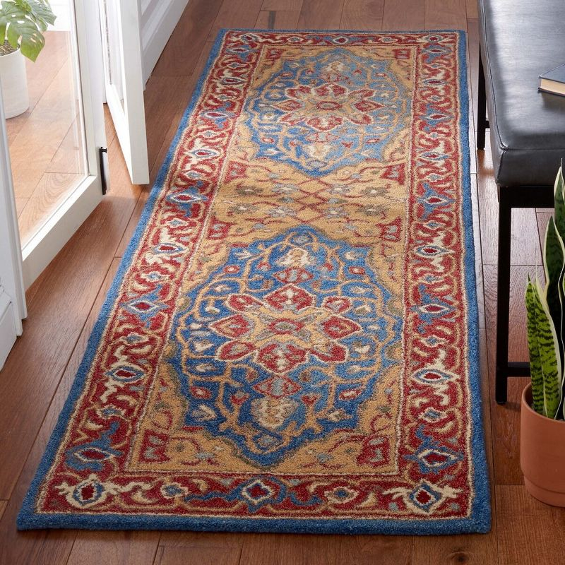 Antiquity AT521 Hand Tufted Runner Rug - Red/Blue - 2'3"x8' - Safavieh.