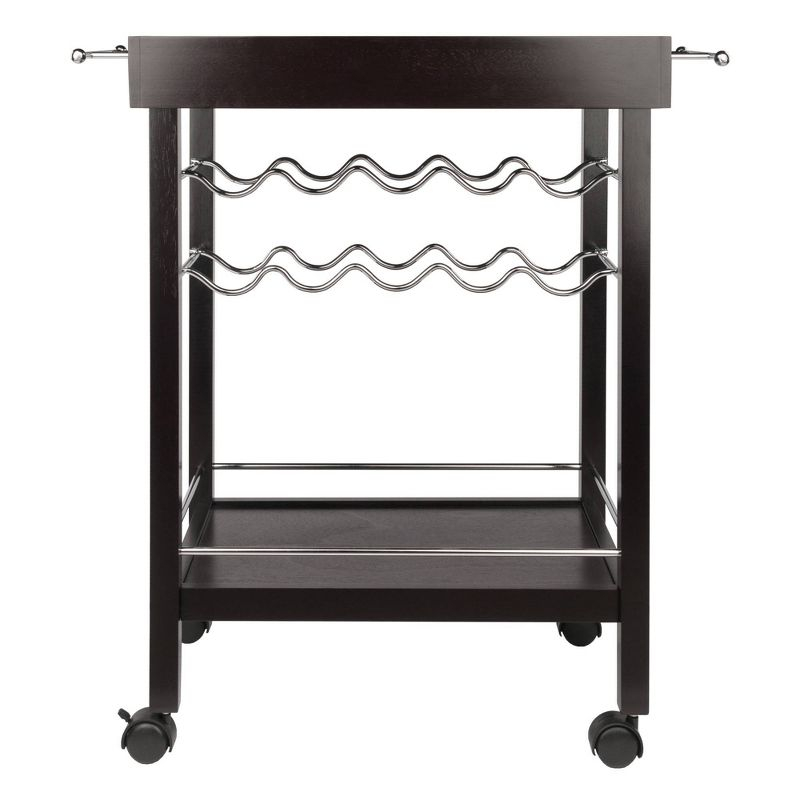 Johnnie Bar Cart Dark Espresso - Winsome: Hardwood Beverage Trolley with Wine Storage, 30 Day Limited Warranty