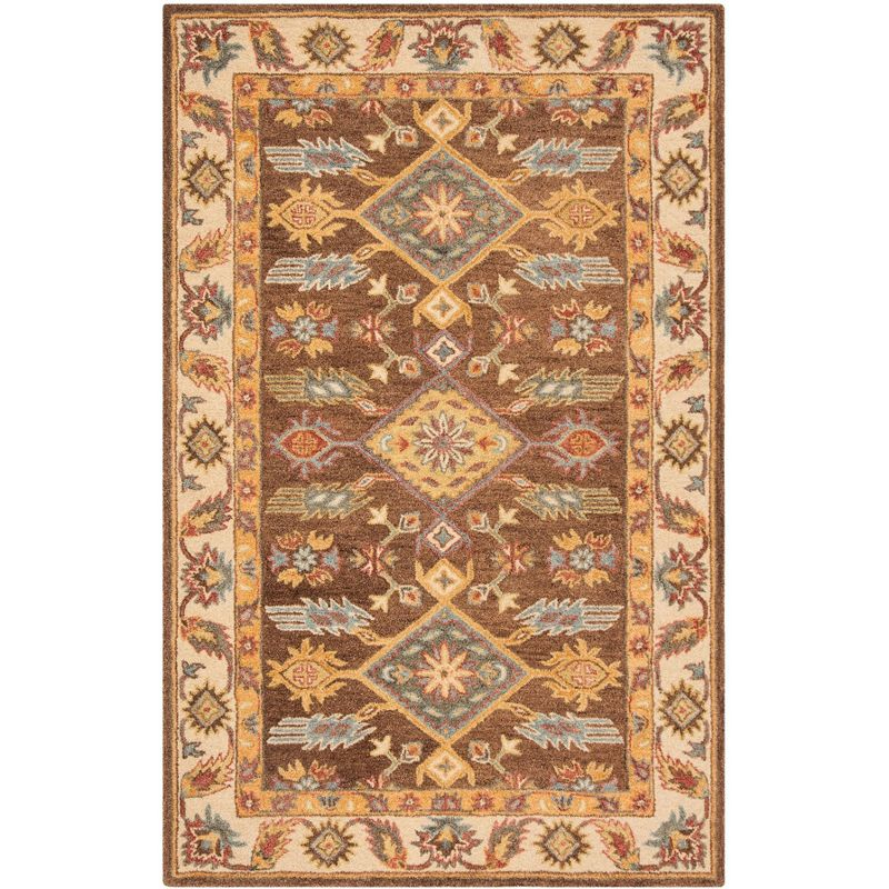 Antiquity AT502 Hand Tufted Area Rug - Dark Brown/Ivory - 6'x9' - Safavieh.