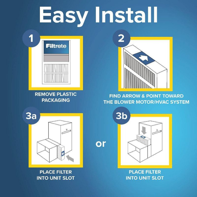 Filtrete 20" x 25" x 4" Slim Fit Allergen Bacteria and Virus Deep Pleat Air Filter 1550 MPR: MERV 12, Electrostatic, Furnace Filter
