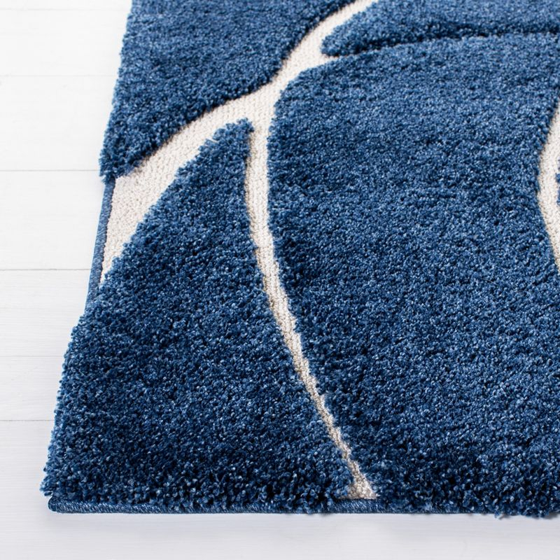 Florida Shag SG471 Power Loomed Indoor Area Rug - Navy/Ivory - 9'x12' - Safavieh