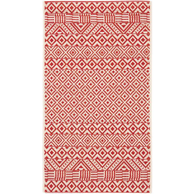 Courtyard CY6235 Power Loomed Indoor and Outdoor Accent Rug - Beige/Red - 2'x3'7" - Safavieh